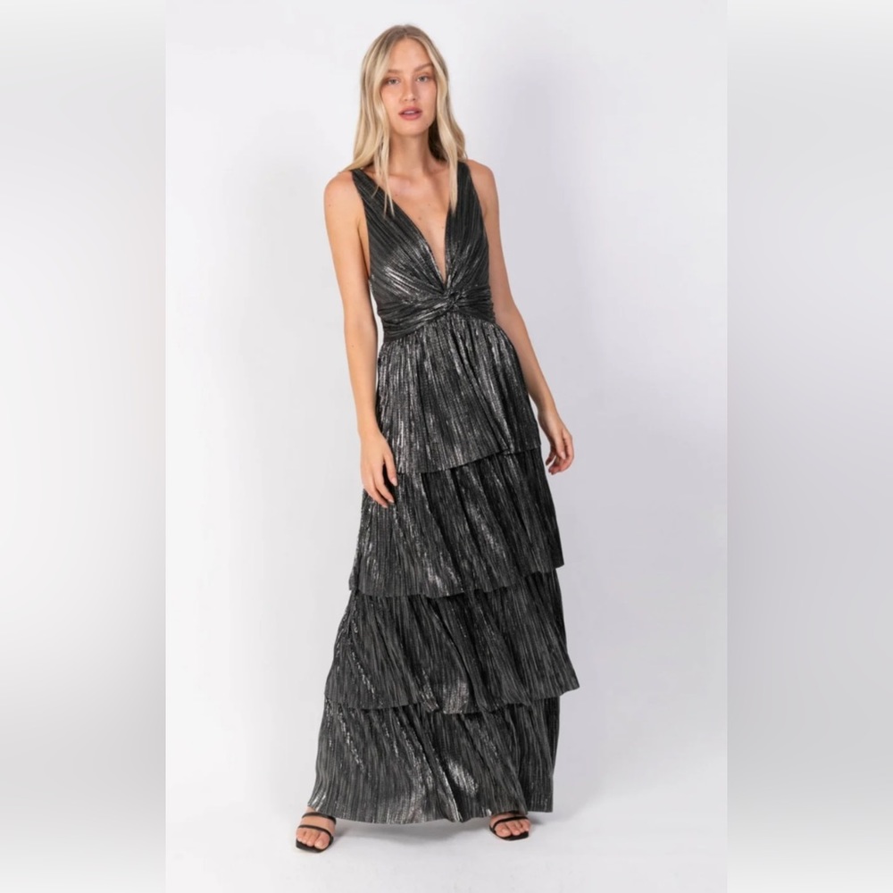 Sabina Musayev Delphina Pleated Tiered Maxi Dress ($425) (BNWOT) (REVOLVE) Sz S